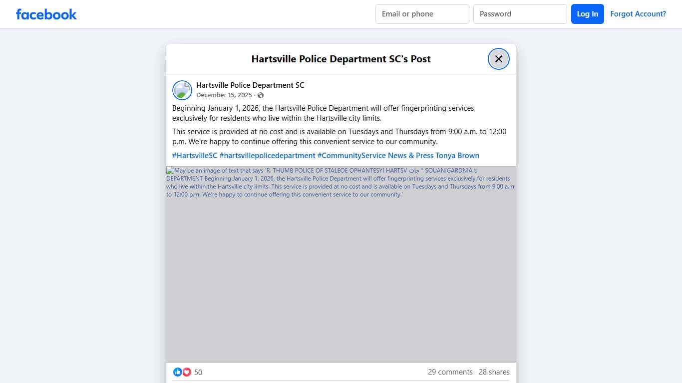 Beginning January 1,... - Hartsville Police Department SC Facebook